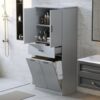 Stylish Bathroom Storage Cabinet With 2 Laundry Baskets - Gray - Image 7