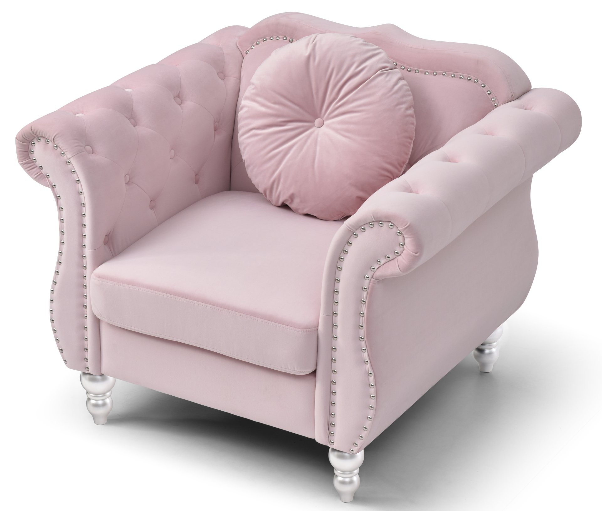 Chic Transitional Accent Chair - Pink - Image 3