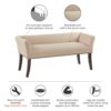 Modern Design Bench Upholstery Solid Wood Frame - Tan - Image 7