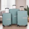 Hardshell Suitcase Double Spinner Wheels Pp Luggage Sets Lightweight Durable Suitcase With Tsa Lock, 3 Piece Set (20/24/28) - Light Green - Image 2