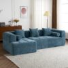 Sectional Sofa Full Compressed Sofa Modular Sofa Couch Free Combined Sofa With Deep Seating And 2 Side Pockets For Living Room - Blue - Image 3