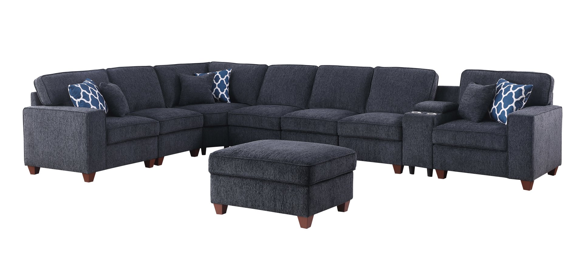 Lily - Sectional Sofa With Ottoman - Black - Image 5