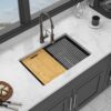 Kitchen Sink 28" X 19" Granite Composite Workstation Undermount - Black - Image 4
