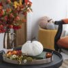Chenille Weighted Pumpkin Ornament Decor For Holiday Harvest Festival Fall Festival & Thanksgiving (Set of 2) - White - Image 3