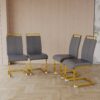 Dining Chairs (Set of 4), Side & Kitchen Chairs With Gold Frame, Padded Seat High Back, For Dining, Kitchen & Living Room - Dark Gray - Image 4