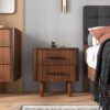 Logan - Mid-Century Modern Nightsd Bed Side Tables With 2 Drawers - Brown - Image 16