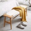 Design Dining Bench Bed Bench For Bedroom - White / Natural Oak - Image 2