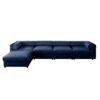 Modular Sectional Sofa With Cylindrical Backrest And Armrests Storage Deep Comfortable Seating Chenille 4 Seat L Shaped Sofa - Blue - Image 9