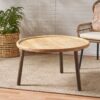 Round Coffee Table With Tray Edge Design - Natural / Black - Image 4
