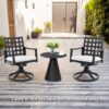 Modern Classic Outdoor Dining Swivel Rockers With Sunbrella Cushion, Lattice Design, Weather Resistant Frame (Set of 2) - Ember Black - Image 4