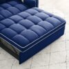 Modern Convertible Sleeper Sofa Couch With Pull Out Bed With Pillows & Side Pockets For Small Space, Living Room - Blue - Image 11