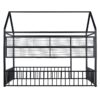 Full Size Bed House Frame With Fence And Shelves - Black - Image 3