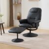 Massage Recliner Chair With Ottoman 360° Swivel Reclining Chair With Wrapped Base 5 Point Vibration Massage Seat Heating And 140° Adjustable Backrest - Black - Image 2