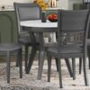 5 Piece Dining Round Table Set With One Faux Marble Top Dining Table And Four Pu-Leather Chairs - Gray - Image 12