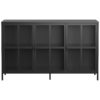 Modern Heavy Duty Metal Sideboard Buffet Cabinet With Storage, Adjustable Feet, Glass Doors, Steel - Black - Image 16