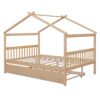 Full Size Classic House Bed With Twin Size Trundle - Natural - Image 3