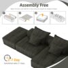 Modern Oversized Modular Sectional Sofa With Ottoman, Seat, Chaise Lounge And Armrest, Sparkling Chenille Fabric Soft Cushion Sofa With 4 Pillows, 4 Pieces Diy Combination Tufted Sofa, No Assembly Required - Black - Image 19