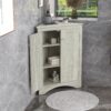 Triangle Bathroom Storage Cabinet With Adjustable Shelves, Freestanding Floor Cabinet For Home Kitchen - Oak - Image 3