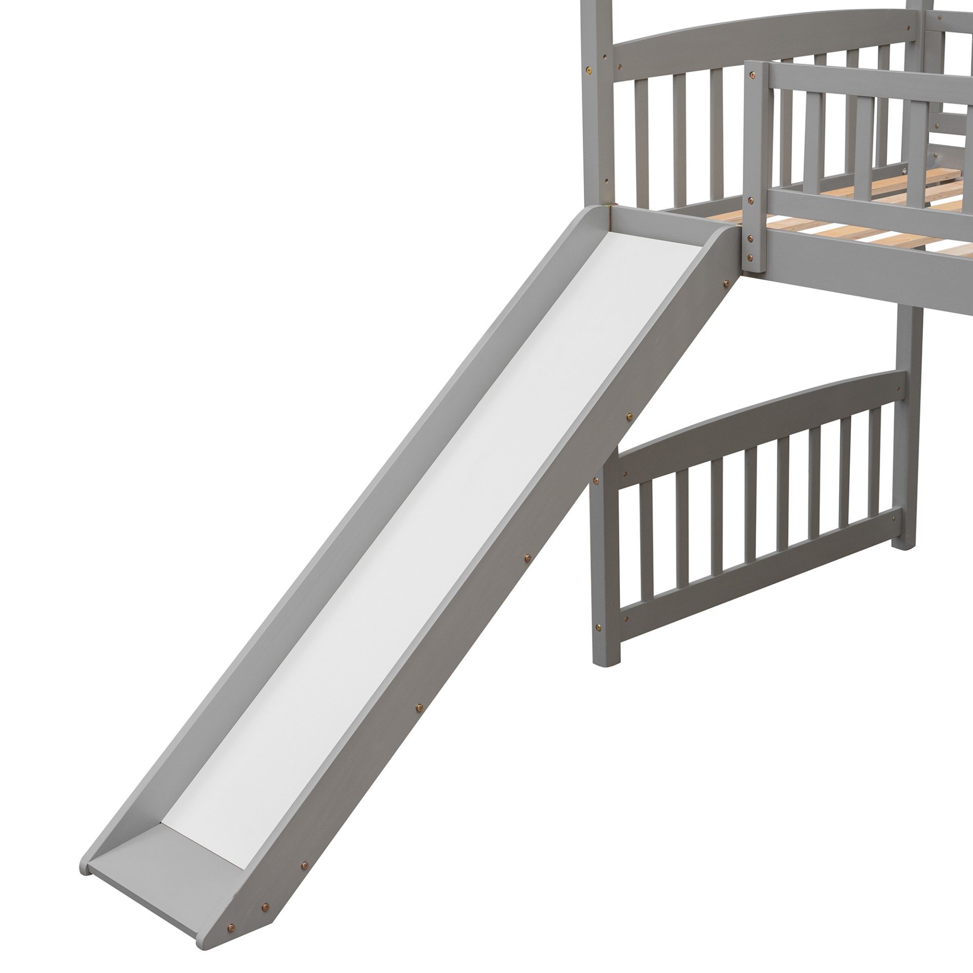 Twin House Loft Bed With Slide - Gray - Image 10