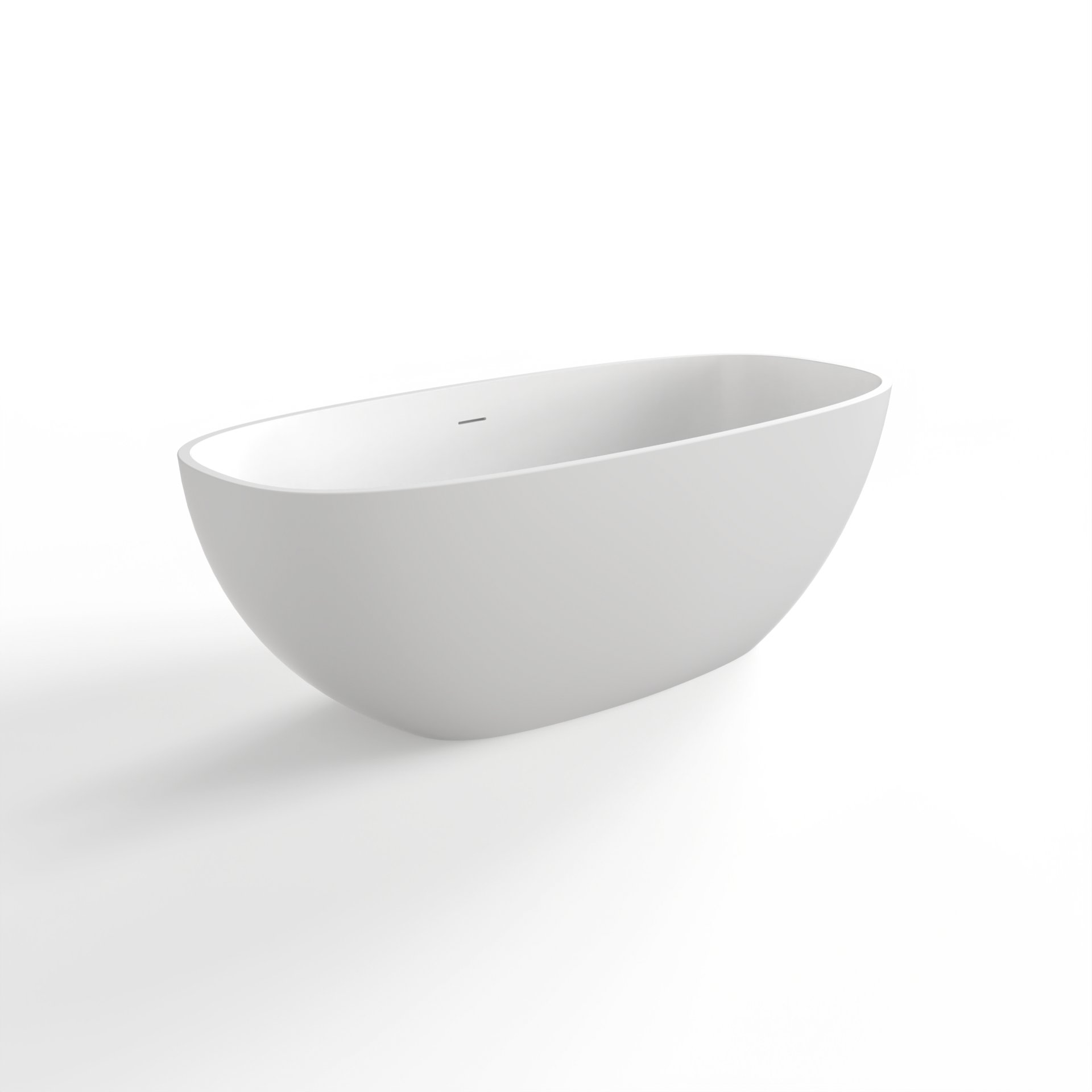 Soaking Bathtub, Freestanding, Solid Surface - Matte White - Image 3