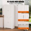 Farmhouse Style Pantry Cabinet With Drawer 2 Cabinets & 6 Door Shelves Adjustable Shelves Freestanding Cupboard - White - Image 12