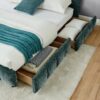 Modern King Size Upholstered Bed With Headboard And Storage Drawer - Blue / Green - Image 9