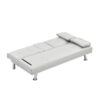 Sofa Bed With Armrest Two Holders Wood Frame, Stainless Leg, Futon - White - Image 11