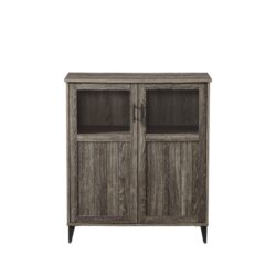 Modern Grooved Door Accent Cabinet - Cerused Ash