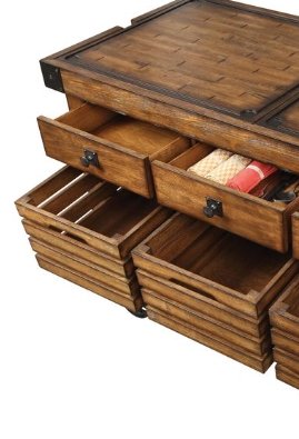 Kaif - Distressed Chestnut Kitchen Cart - Chestnut - Image 4