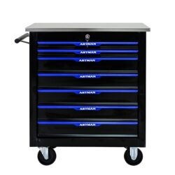 7 Drawer Multifunctional Tool Cart With Wheels - Black / Blue