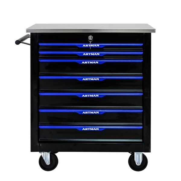 7 Drawer Multifunctional Tool Cart With Wheels - Black / Blue