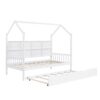 Twin Size House Bed & Trundle, Kids Bed With Shelf - White - Image 8