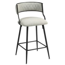 Counter Height Bar Stools Cover Kitchen Island Counter Bar Stool With Black Powder Coating Base And Footrest (Set of 2) - Beige