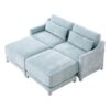 Elegant 2 Seater Sofa With Ottoman And Lumbar Pillows Chenille High Quality Wood - Sky Blue - Image 21