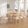 Topmax - Vintage Traditional 9 Piece Extendable Dining Table Set With Removable Leaf And 8 Upholstered Dining Chairs For 8 - Natural - Image 13