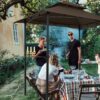 Outdoor Grill Gazebo 8 X 5 Ft With Double Tier Canopy, Steel Frame, Bar Counters & Hook - Brown - Image 9