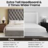 Tall Headboard Upholstered King Size Bed With Handmade Deep Button Tufted, Box Spring Needed, Velvet - Gray - Image 2