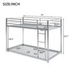 Full Over Full Metal Bunk Bed, Low Bunk Bed With Ladder - Silver - Image 3