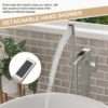Freestanding Bathtub Faucet Waterfall Tub Filler Floor Mount Solid Brass With Hand Shower - Brushed Nickel - Image 4