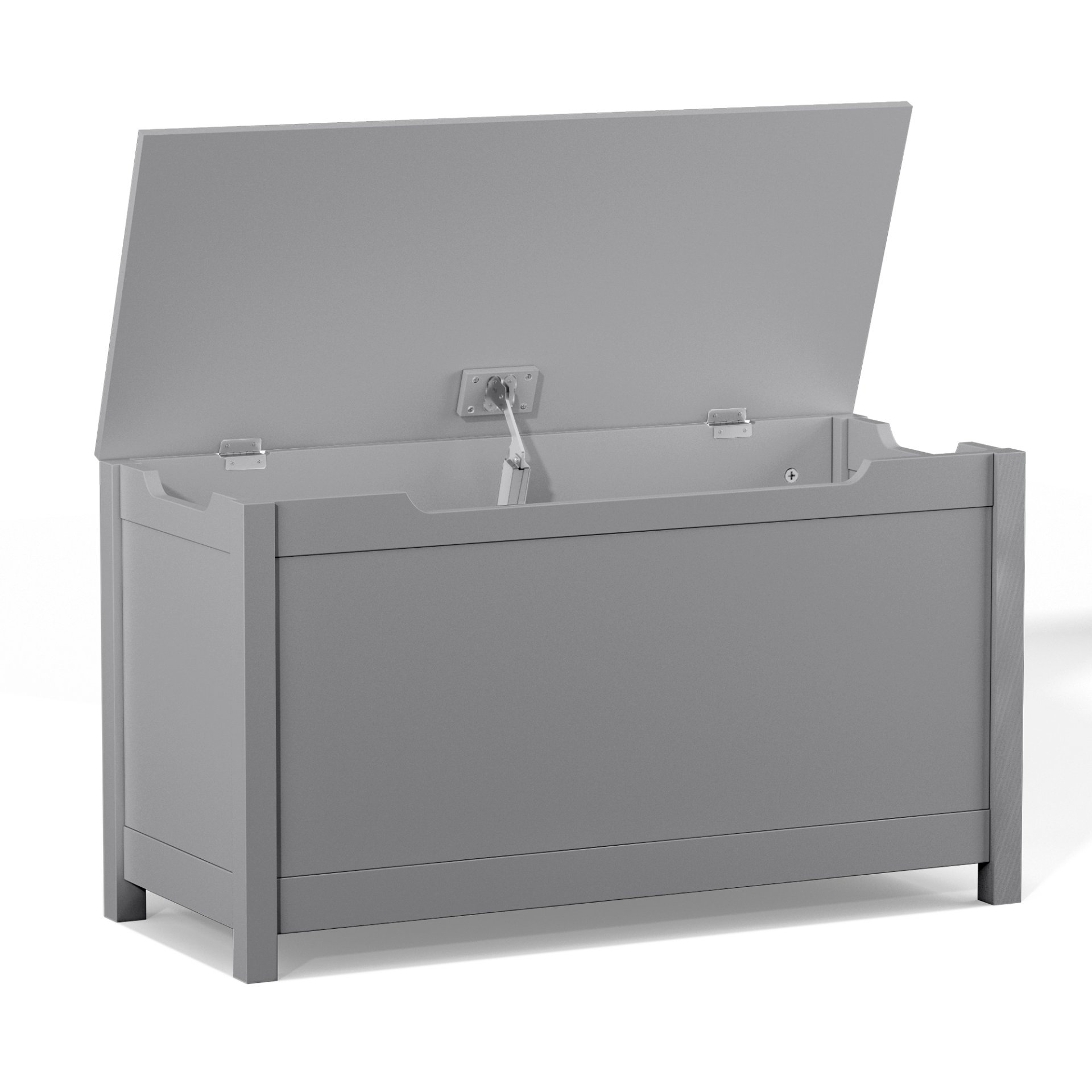 Kids Wooden Toy Box Storage With Safety Hinged Lid For Ages 2+ - Gray - Image 23