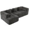 Sectional Sofa Full Compressed Sofa Modular Sofa Couch Free Combined Sofa With Deep Seating And 2 Side Pockets For Living Room - Gray - Image 27