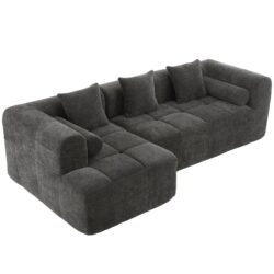 Sectional Sofa Full Compressed Sofa Modular Sofa Couch Free Combined Sofa With Deep Seating And 2 Side Pockets For Living Room - Gray