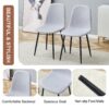 Comfortable, Linen Cotton Dining Chair Set Six Pieces - Light Gray - Image 4