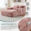 Chenille Interior Lazy Sofa Chaise Lounge Armchair With Pillows And Armrests - Pink - Image 5
