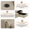 Multi-Functional Pull-Out Sofa Bed L-Shape Sectional Sofa With Adjustable Headrest, Wireless Charging, Cup Holders And Hidden Storage For Living Room - Beige - Image 6
