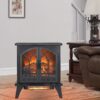 24" 3D Flame Electric Infrared Quartz Fireplace Stove With Remote Control - Antique Black - Image 2