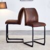 Modern Chairs With Suede Cushions And Black Metal Legs For Dining Room Or Office (Set of 2) - Brown - Image 5