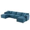 Modular Sectional With Deep And Wide Seat, U Shaped Cloud Couch Set With Double Cushions 6 Seat Sofa With Movable Ottomans Oversized - Blue - Image 4