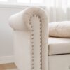 Chaise Lounge Indoor, Velvet Lounge Chair For Bedroom With Storage & Pillow, Modern Upholstered Rolled Arm Chase Lounge For Sleeping With Nailhead Trim For Living Room Bedroom Office - Beige - Image 14