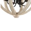 6 Light Wood Chandelier, Hanging Light Fixture With Adjustable Chain For Kitchen, Bulb Not Included - White - Image 7